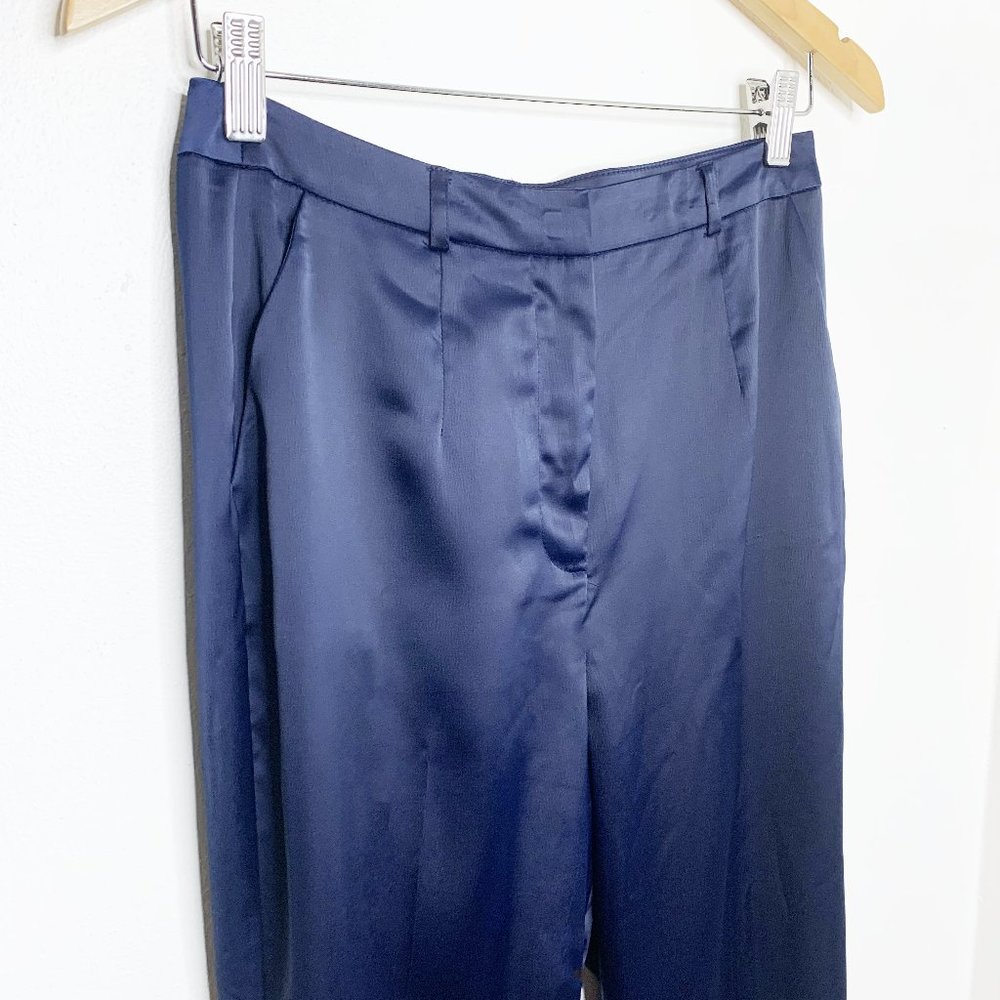 Lulu's - Navy Blue Satin Pants - Picture 4 of 7